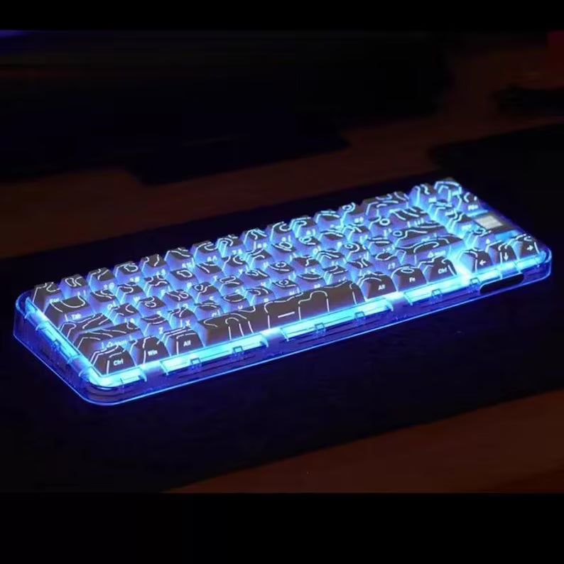 White Contour Lines PBT Double Shot Keycaps
