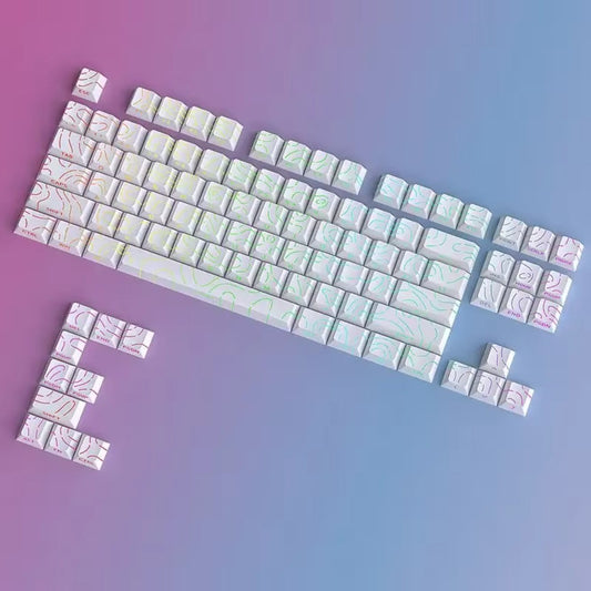 White Contour Lines PBT Double Shot Keycaps