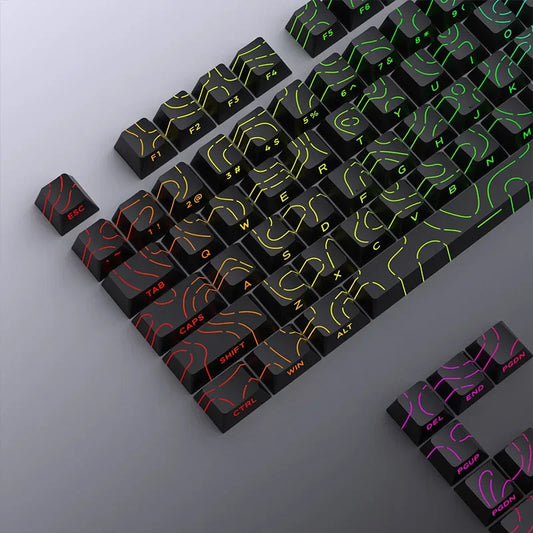 Black Contour Lines PBT Double Shot Keycaps