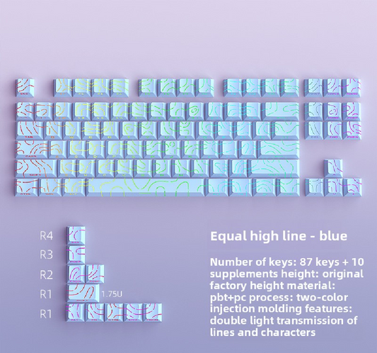 Sky blue contour Lines PBT Double Shot Keycaps