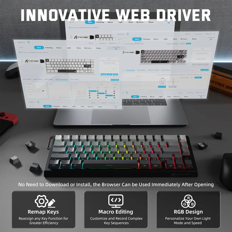 ATTACK SHARK X68 PRO HE Wireless Rapid Trigger Keyboard