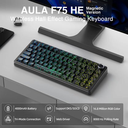 AULA F75 HE Hall Effect Tri-Mode Gaming Keyboard