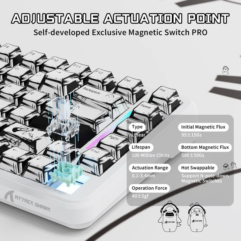 ATTACK SHARK X82 PRO HE Wireless Rapid Trigger Gaming Keyboard