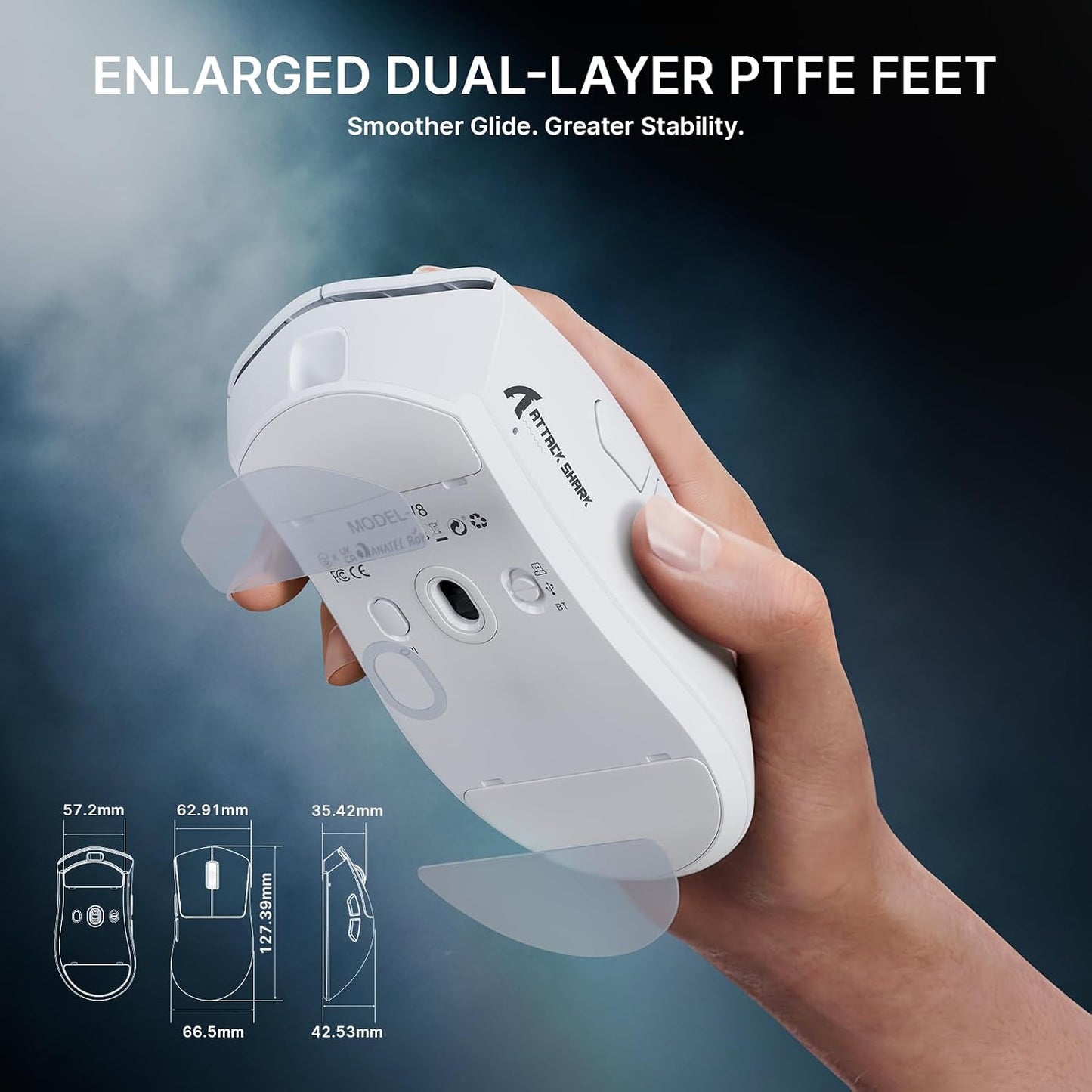ATTACK SHARK V8 Ultra-Light Ergonomic Wireless Gaming Mouse