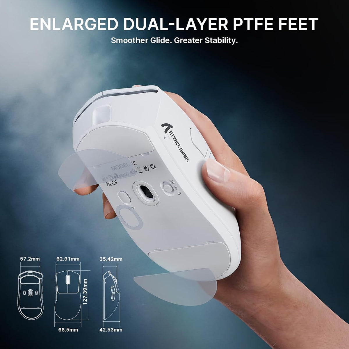 ATTACK SHARK V8 Ultra-Light Ergonomic Wireless Gaming Mouse