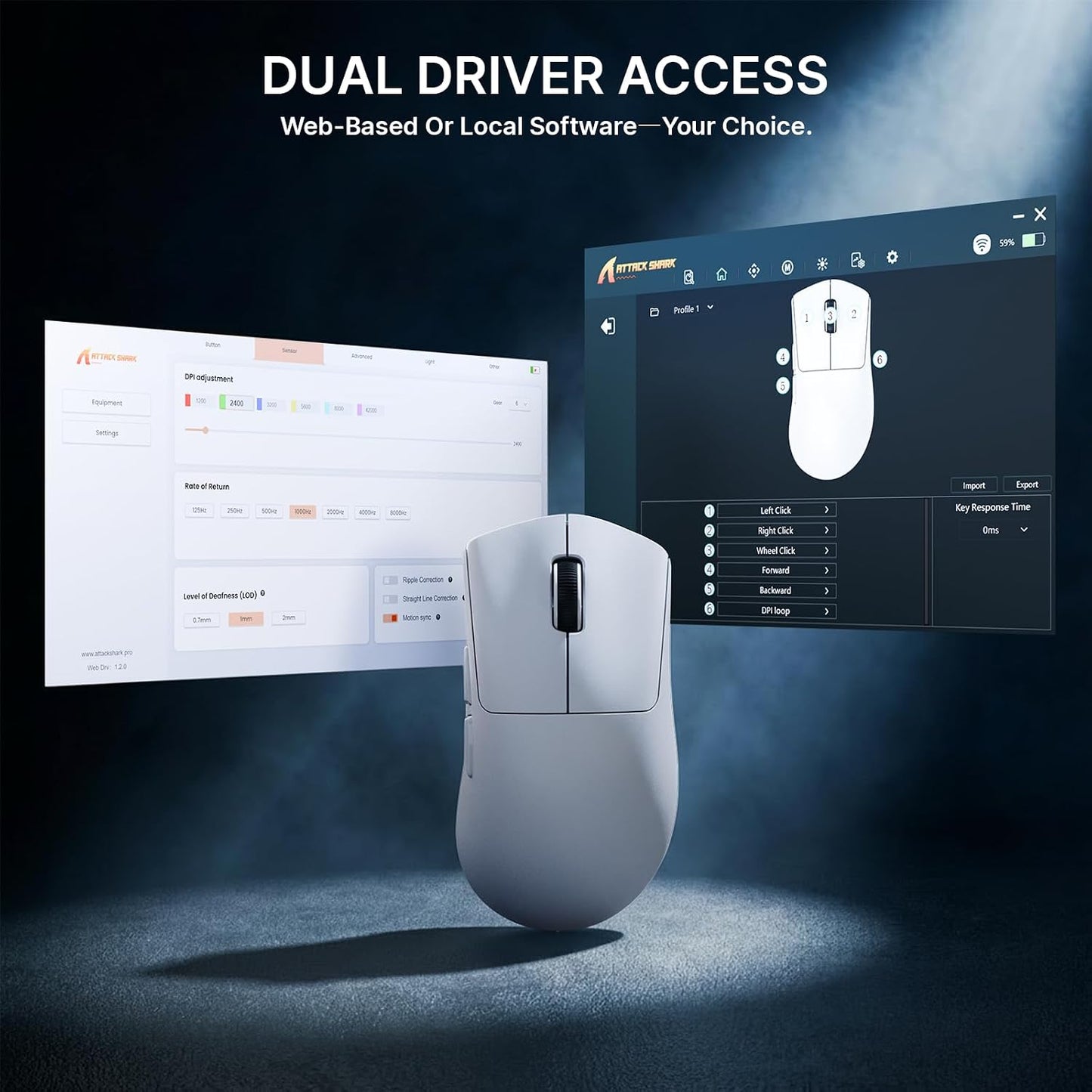 ATTACK SHARK V8 Ultra-Light Ergonomic Wireless Gaming Mouse