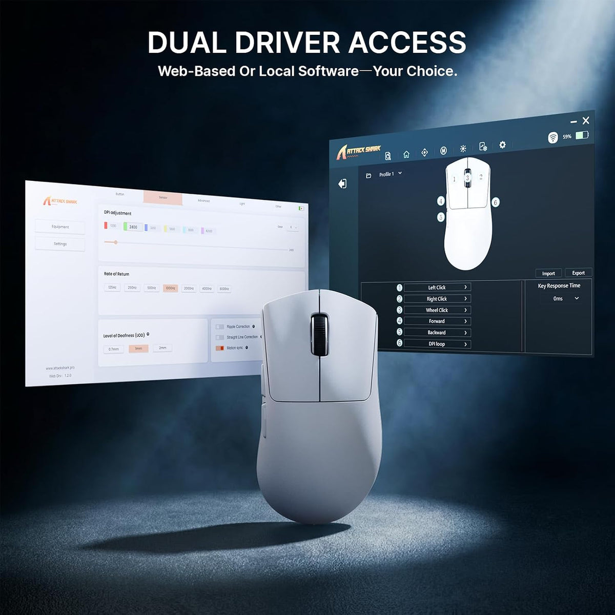 ATTACK SHARK V8 Ultra-Light Ergonomic Wireless Gaming Mouse