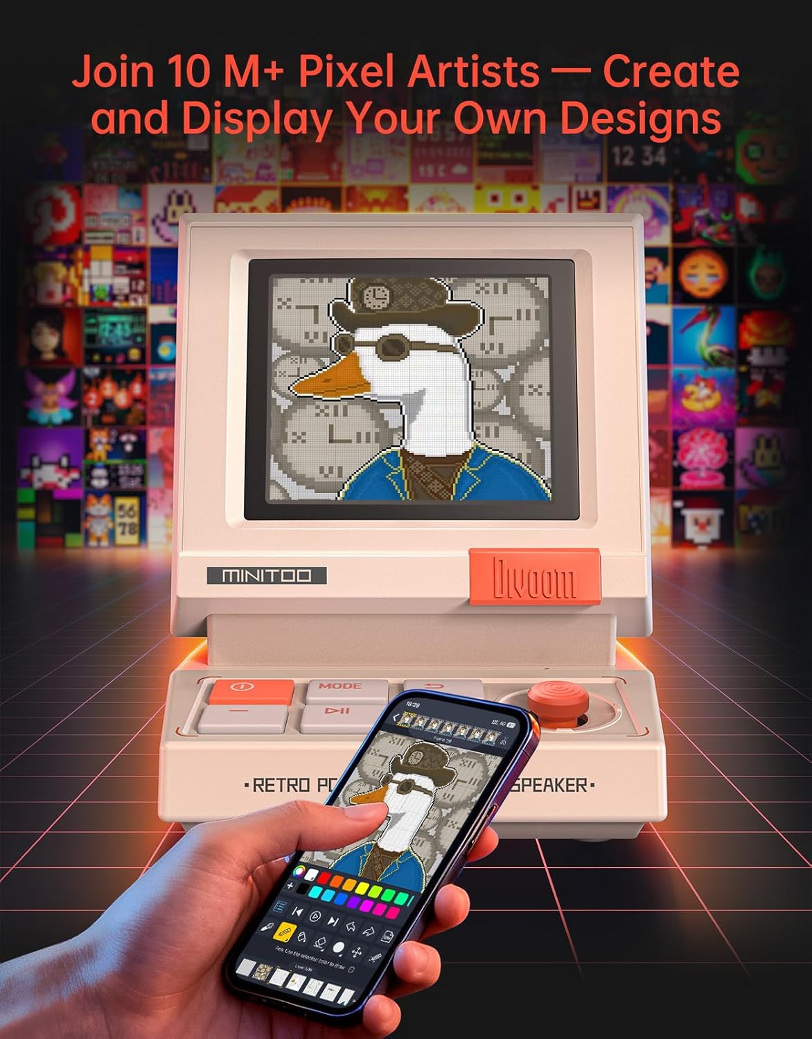 Divoom MiniToo Retro Pixel Bluetooth Speaker