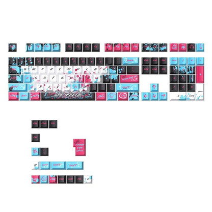 Dark Alien Manga Style Graffiti red-blue keycaps