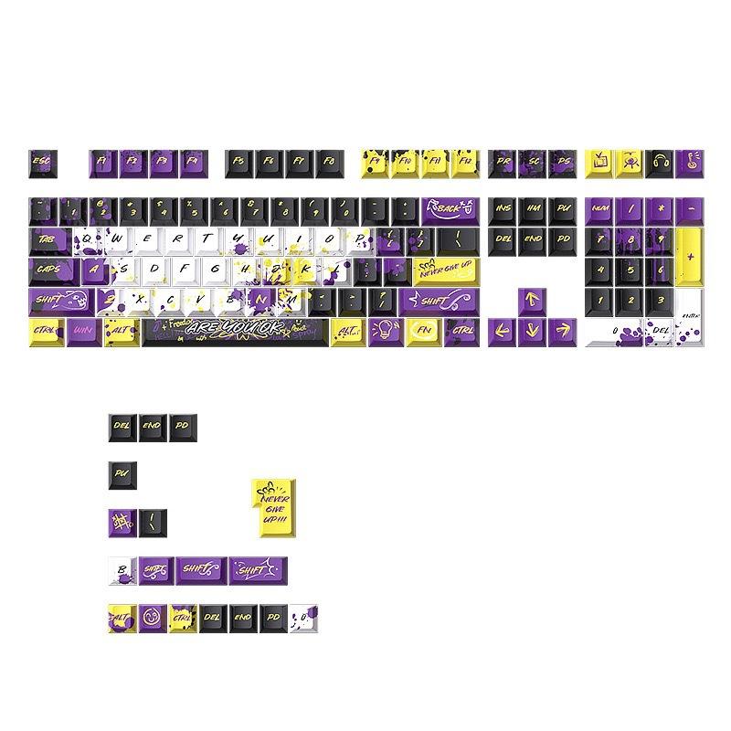 Dark Alien Manga Style Graffiti Yellow-purple keycaps