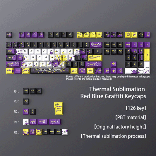 Dark Alien Manga Style Graffiti Yellow-purple keycaps