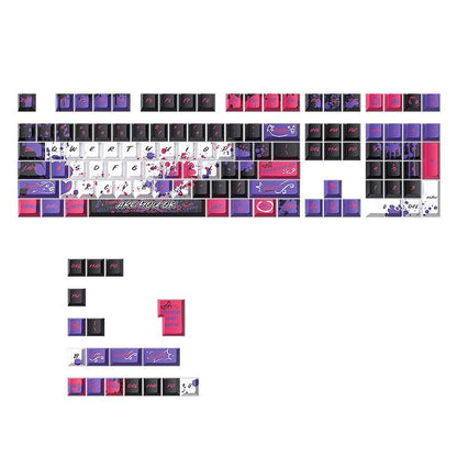 Dark Alien Manga Style Graffiti Purple -White keycaps