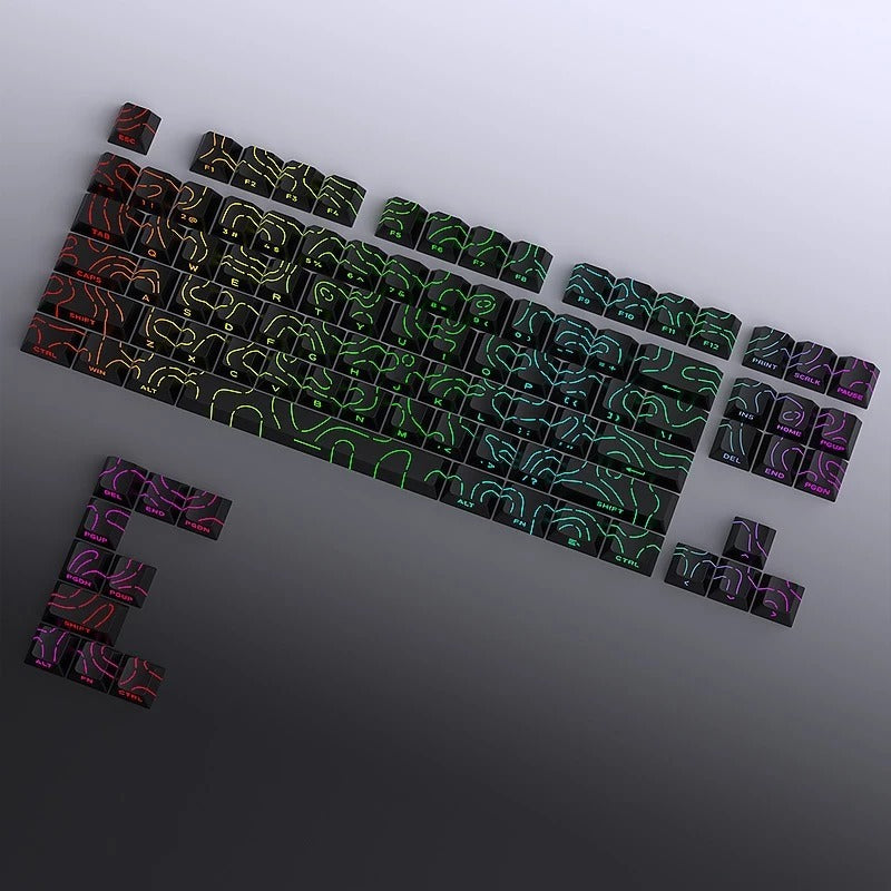 Black Contour Lines PBT Double Shot Keycaps