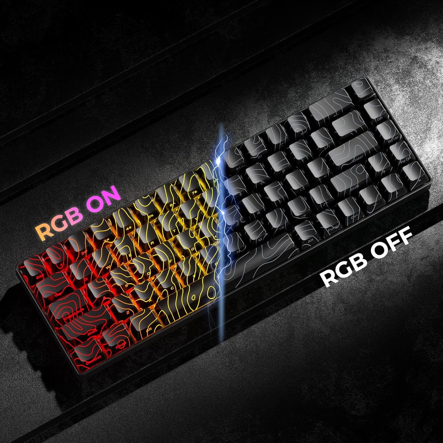 Black Contour Lines PBT Double Shot Keycaps