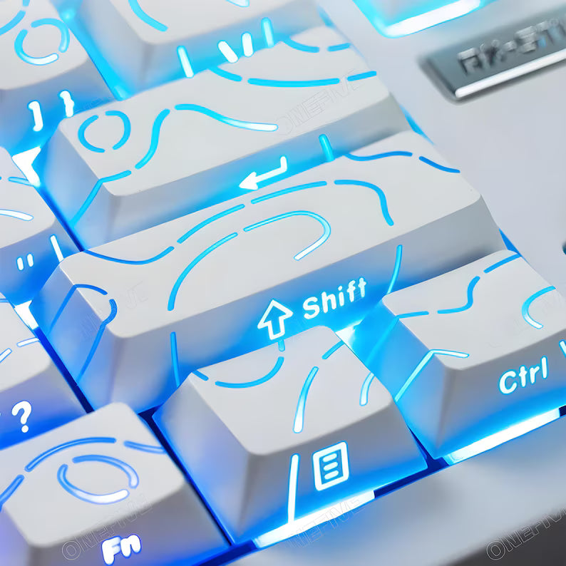 White Contour Lines PBT Double Shot Keycaps