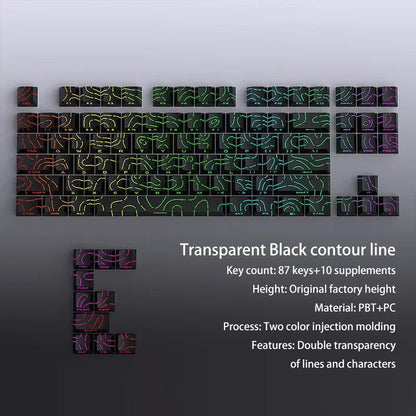 Black Contour Lines PBT Double Shot Keycaps