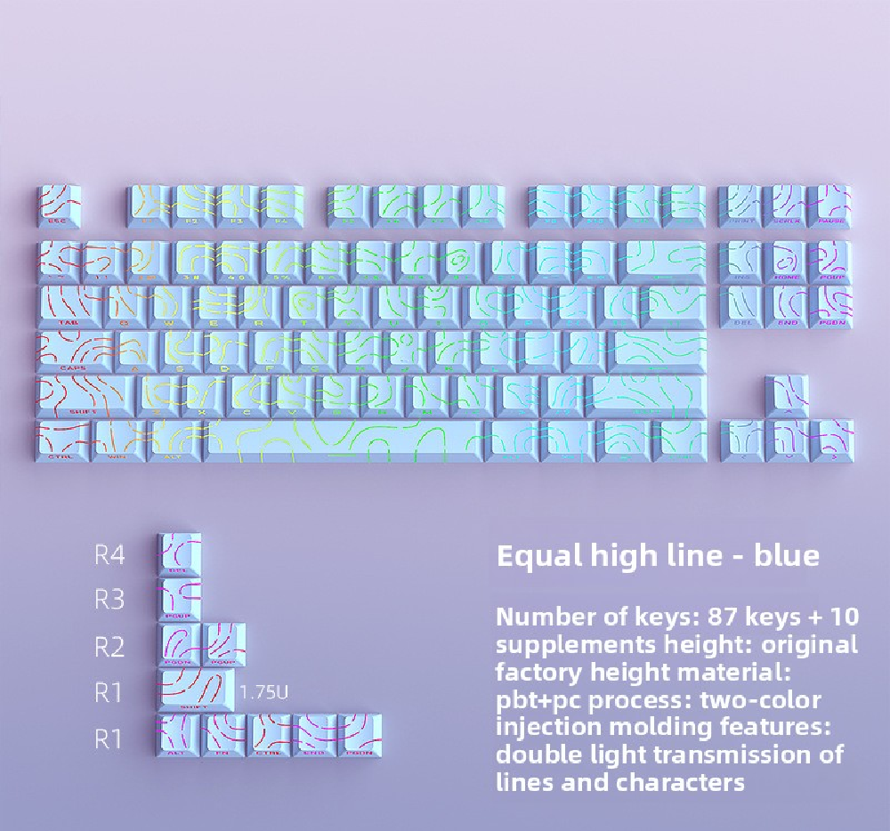 Sky blue contour Lines PBT Double Shot Keycaps