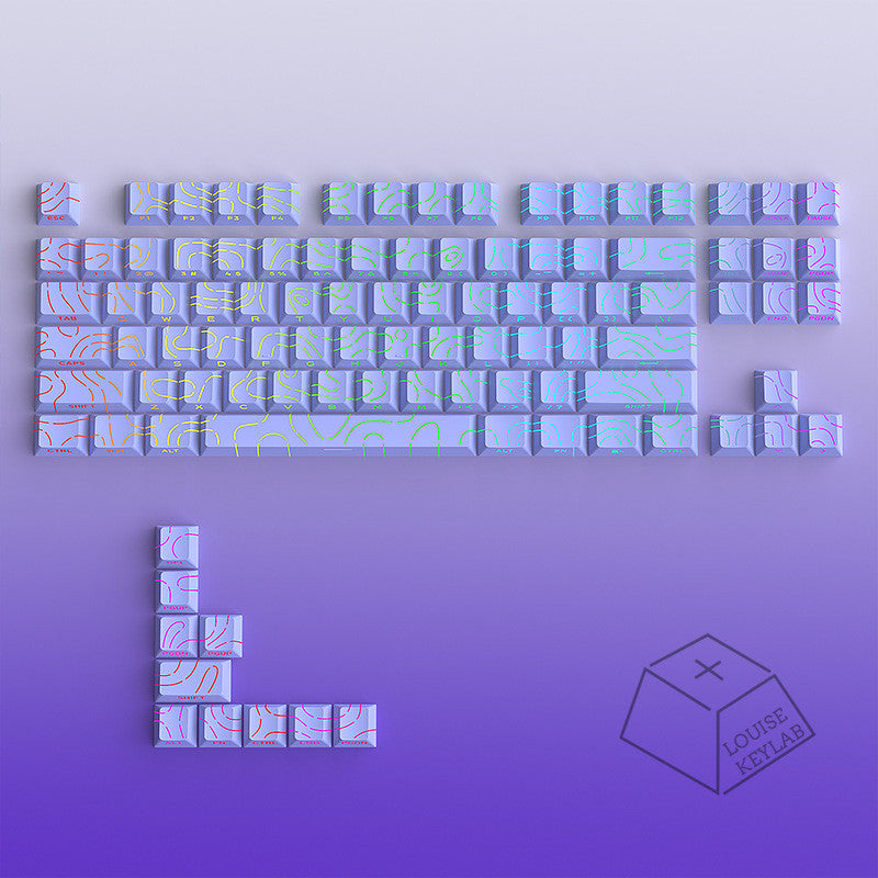 Purple Contour Lines PBT Double Shot Keycaps