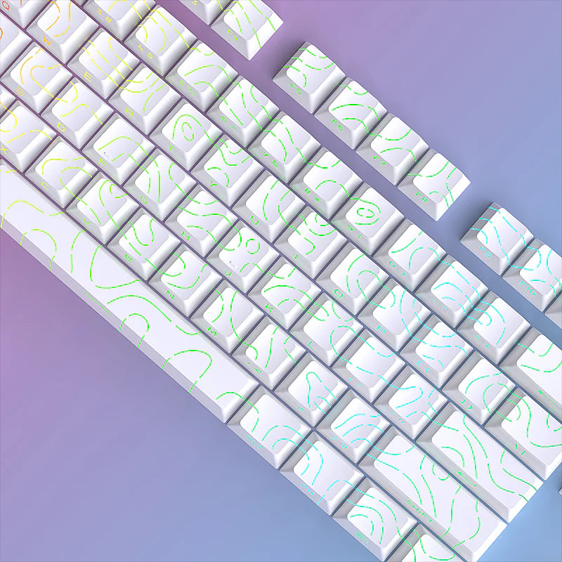White Contour Lines PBT Double Shot Keycaps