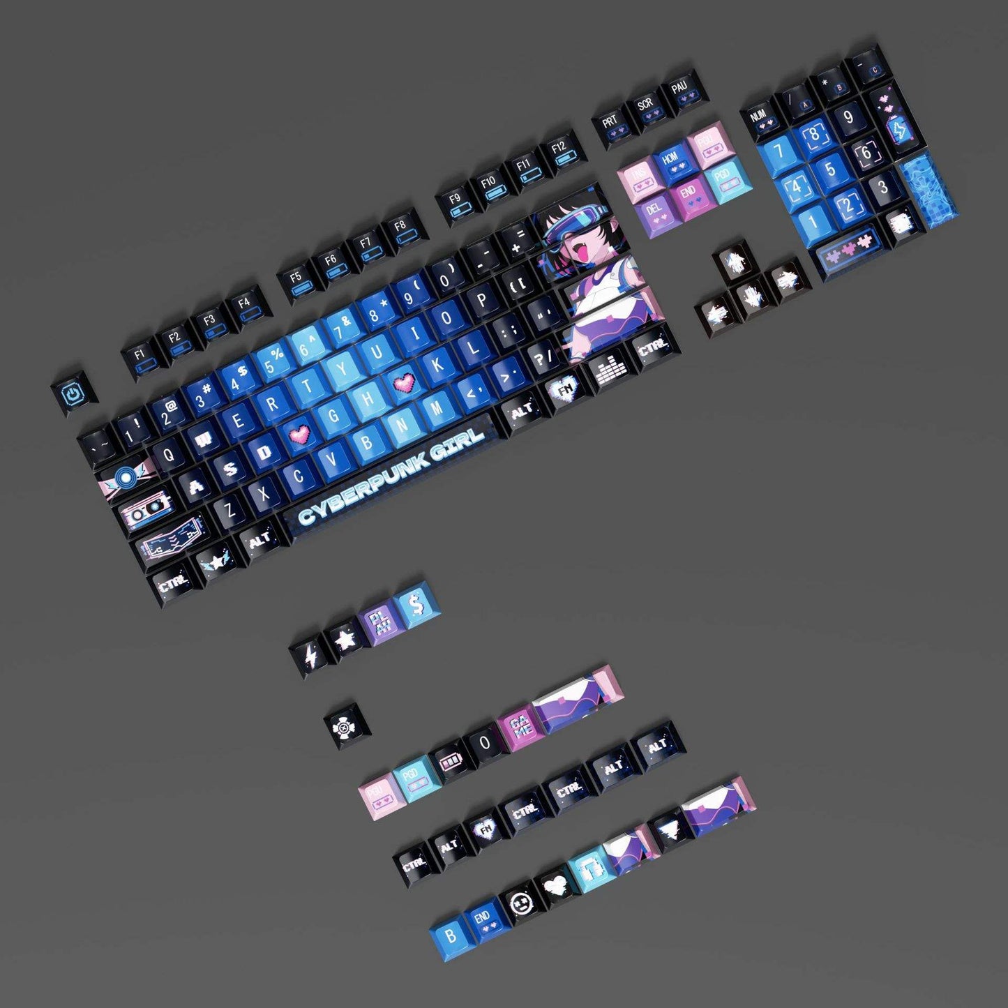 Cyberpunk Monster girl series Blue Keycaps