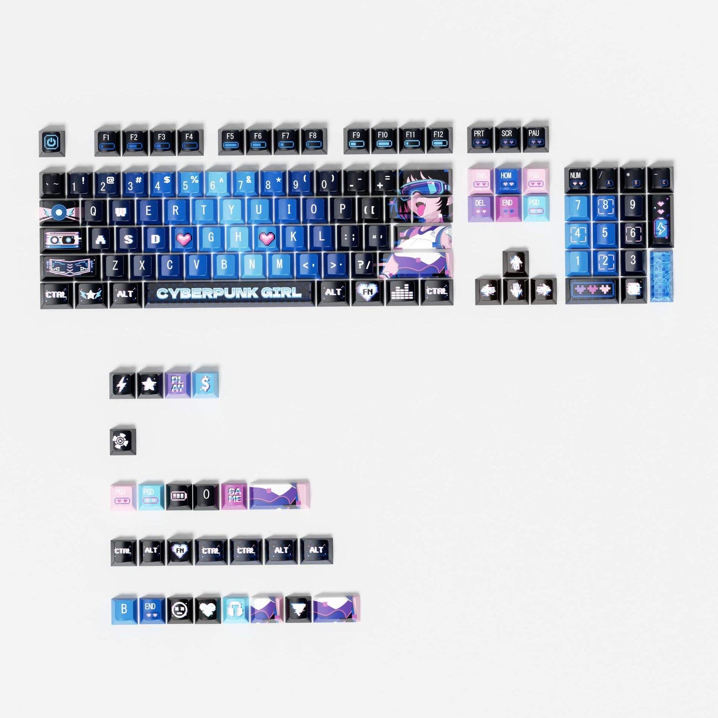 Cyberpunk Monster girl series Blue Keycaps