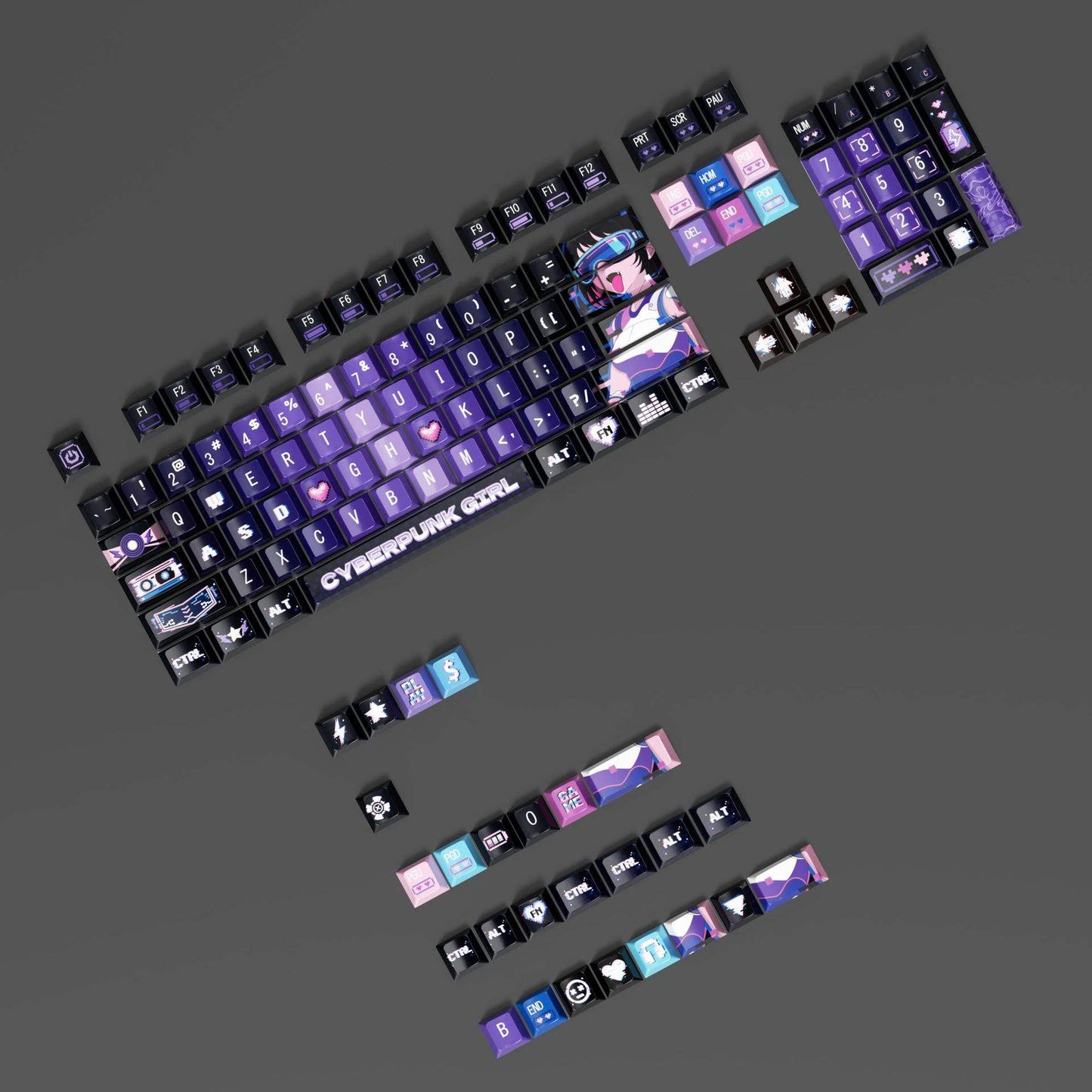 Cyberpunk Monster girl series Purple Keycaps