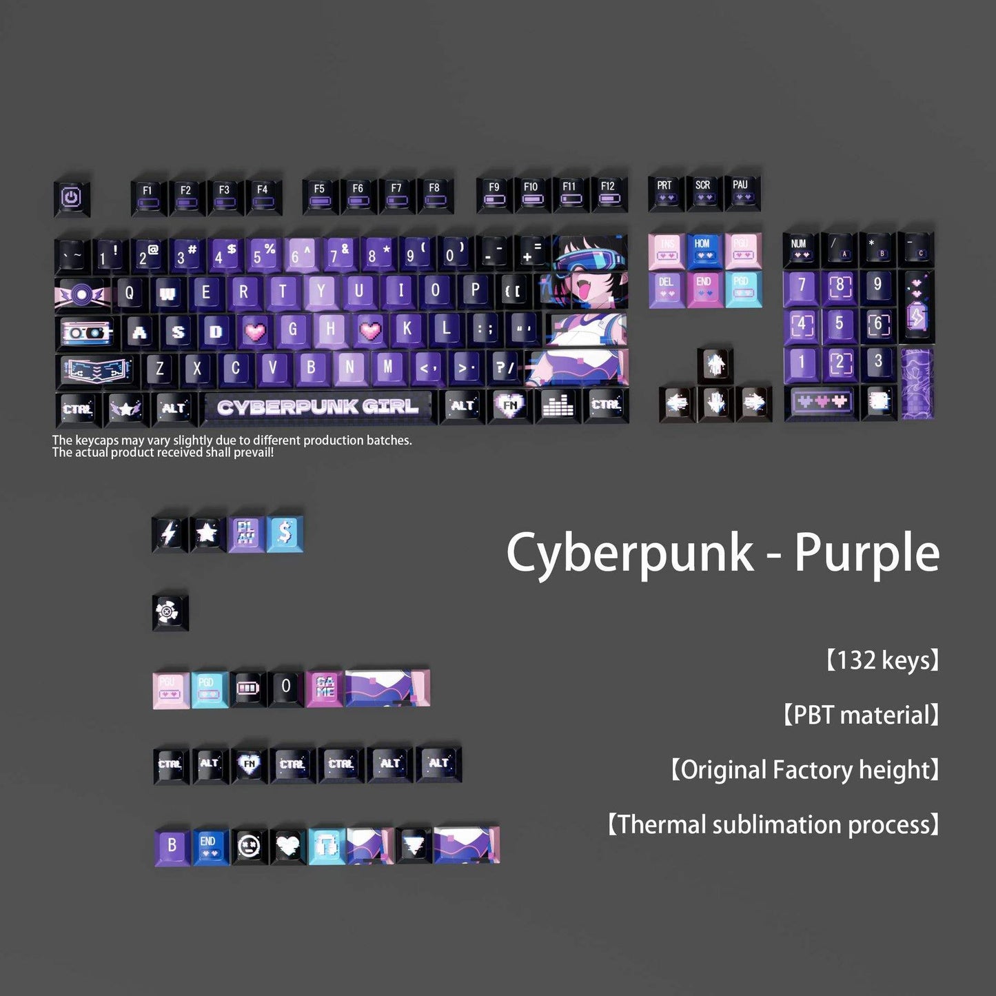Cyberpunk Monster girl series Purple Keycaps