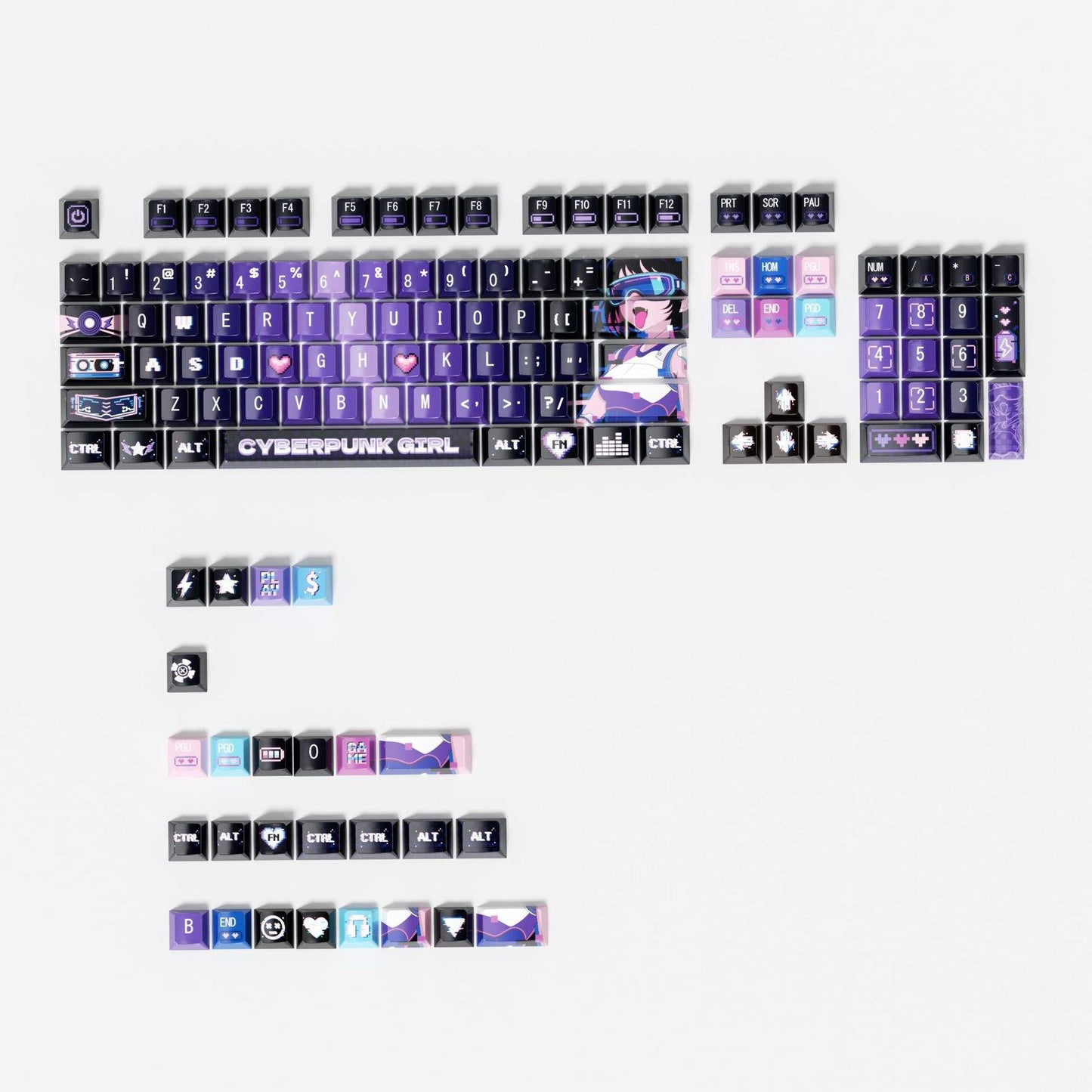 Cyberpunk Monster girl series Purple Keycaps