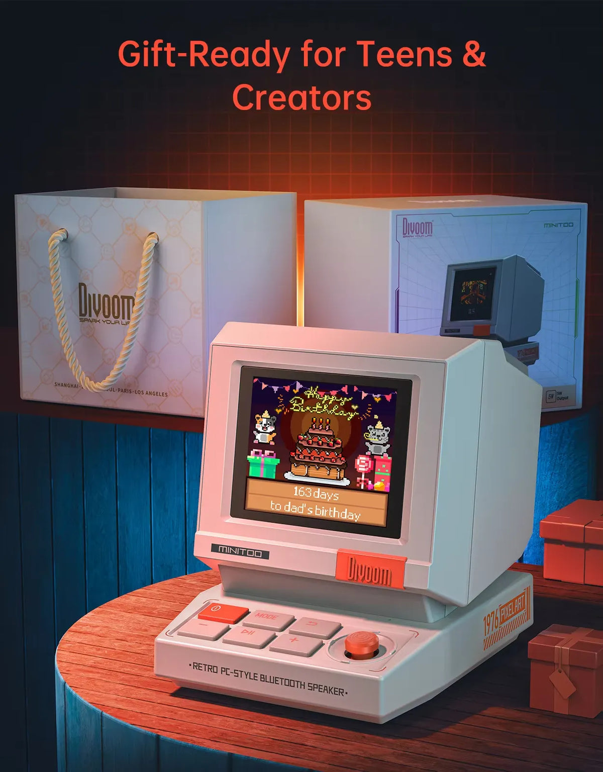 Divoom MiniToo Retro Pixel Bluetooth Speaker