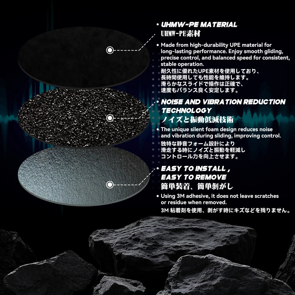 TALONGAMES Sumi Series Black Mouse Dot Skates for Glass Mousepads