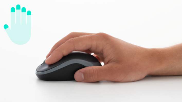 Hand controlling a mouse using only the fingertips