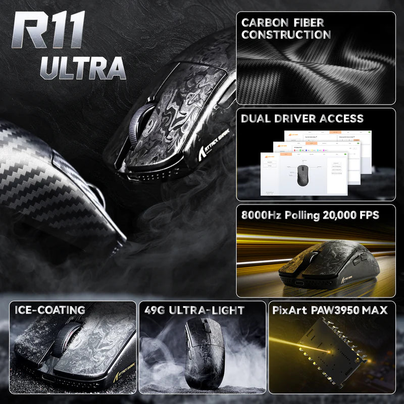 Attack Shark R11 Ultra Paw3950 8000Hz Wireless product feature